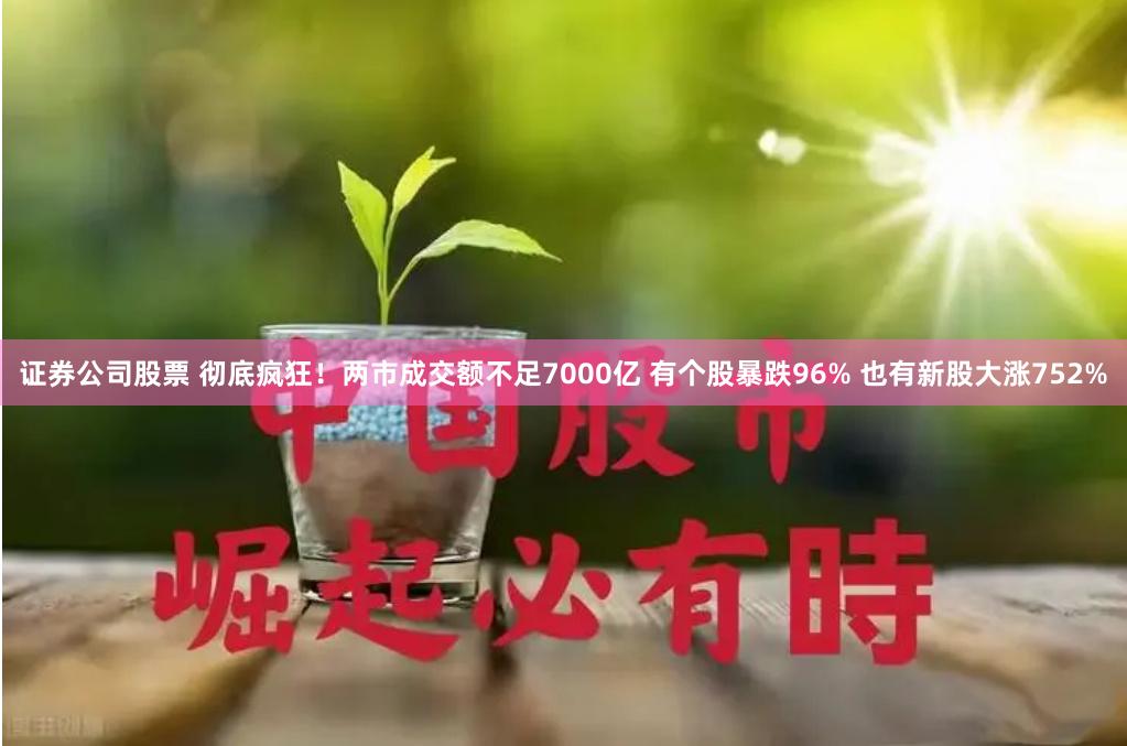 证券公司股票 彻底疯狂！两市成交额不足7000亿 有个股暴跌96% 也有新股大涨752%